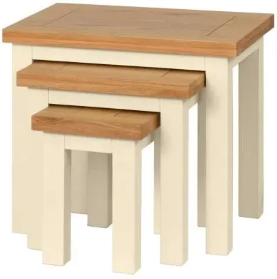 Lundy Nest of 3 Tables - Ivory, Oak image