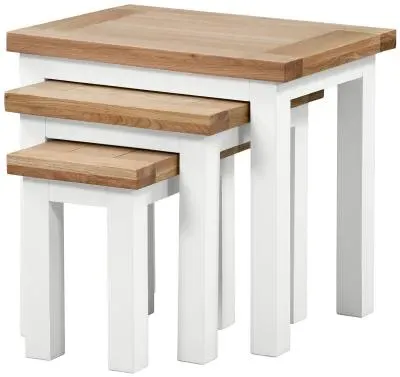 Lundy Nest of 3 Tables - White, Oak