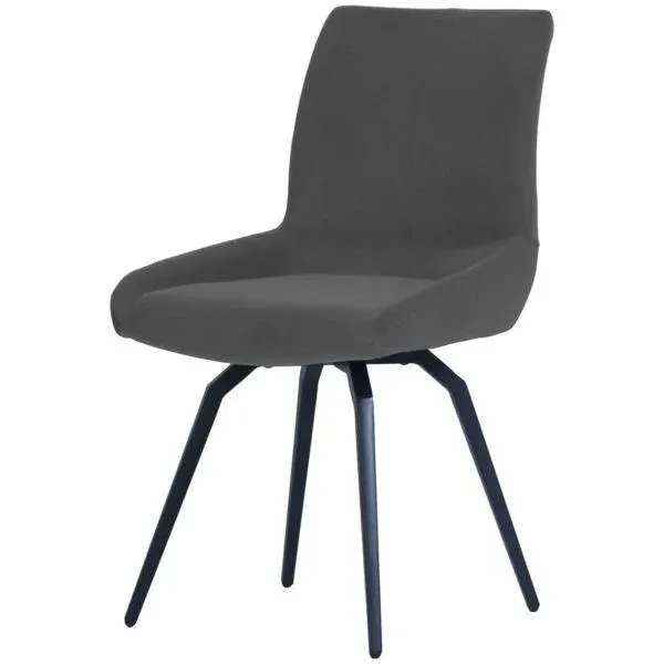 Malcom Swivel Dining Chair - Dark Grey, Velvet