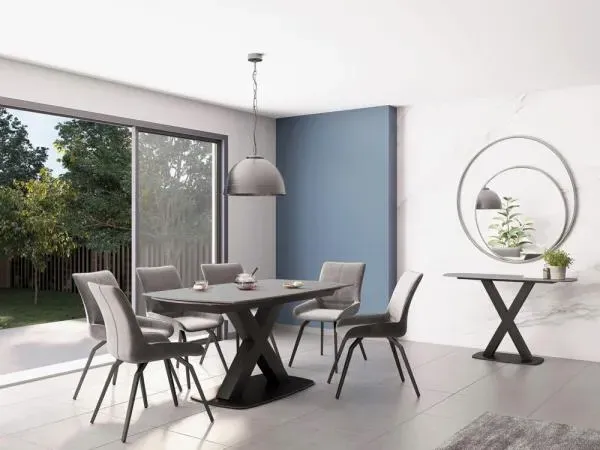 Malcom Swivel Dining Chair - Dark Grey, Velvet