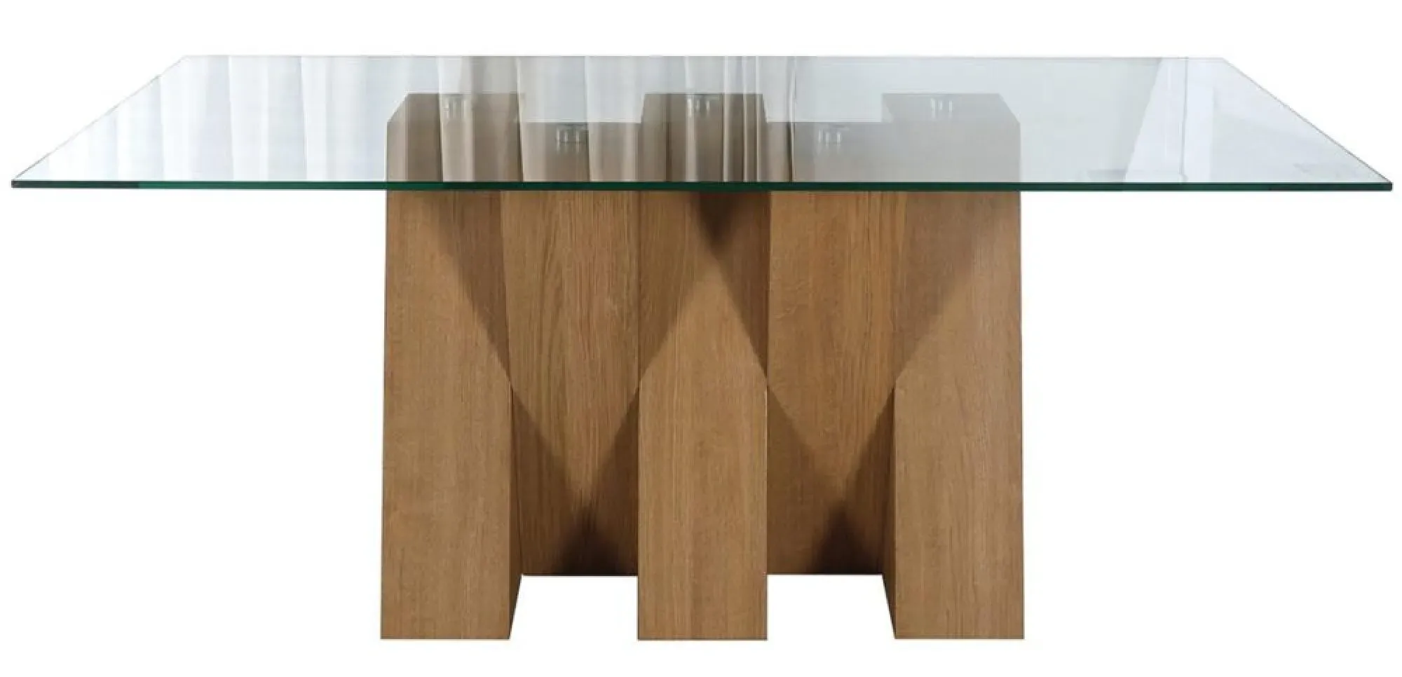 Newton 6 Seater Glass Dining Table - Clear, Oak Effect