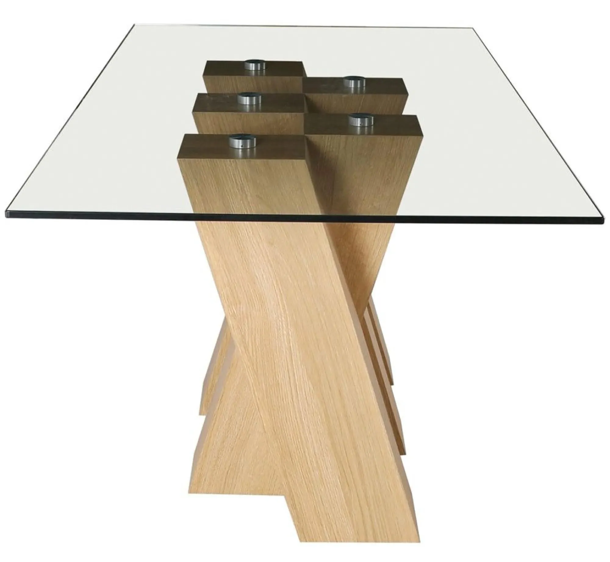 Newton 6 Seater Glass Dining Table - Clear, Oak Effect
