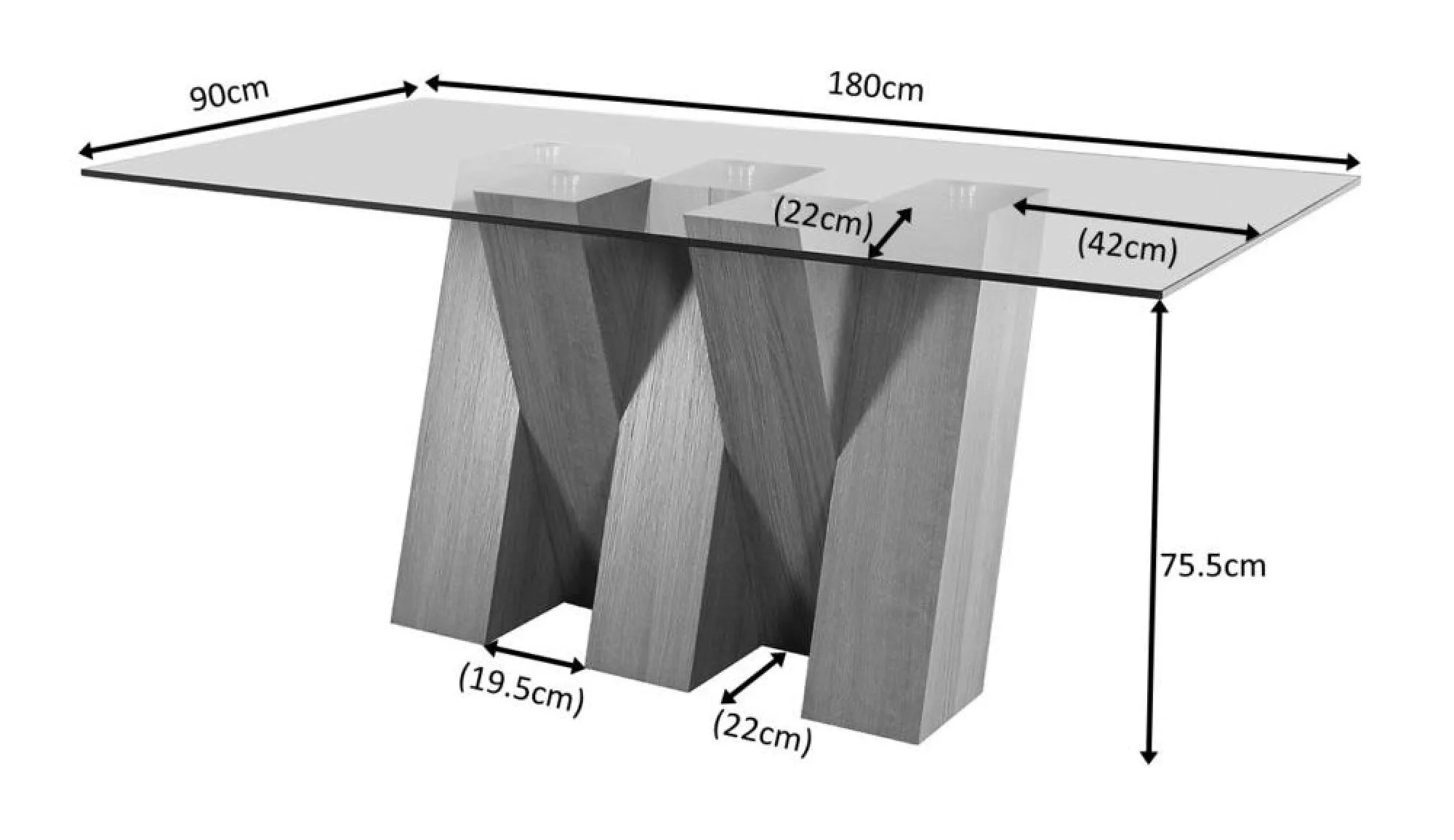Newton 6 Seater Glass Dining Table - Clear, Oak Effect