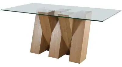 Newton 6 Seater Glass Dining Table - Clear, Oak Effect image