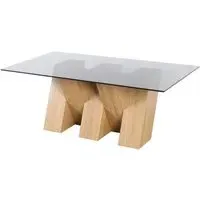 Newton Coffee Table - Smoked Glass, Oak Effect