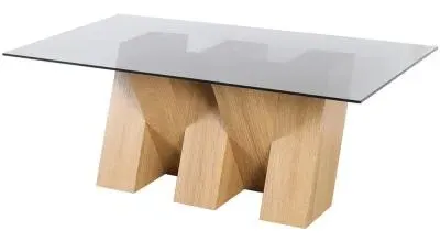 Newton Coffee Table - Smoked Glass, Oak Effect