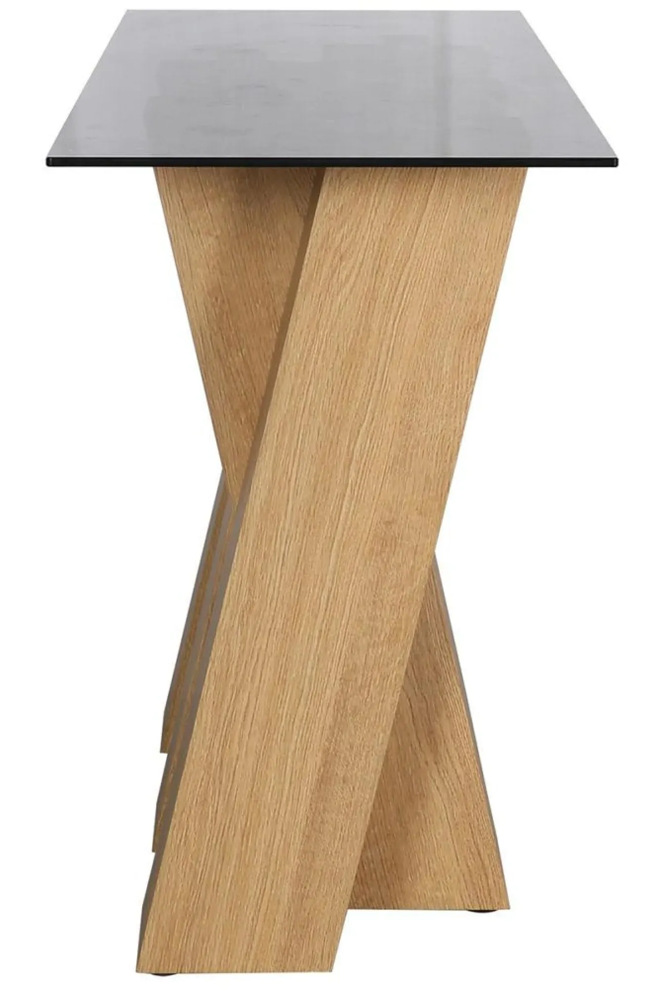 Newton Console Table - Smoked Glass, Oak Effect