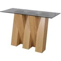 Newton Console Table - Smoked Glass, Oak Effect