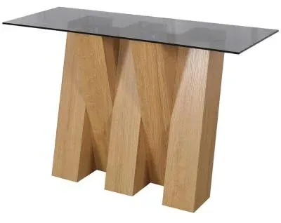 Newton Console Table - Smoked Glass, Oak Effect