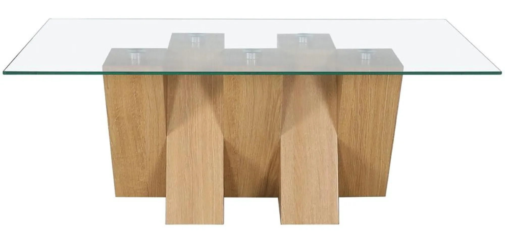 Newton Glass Coffee Table - Clear, Oak Effect