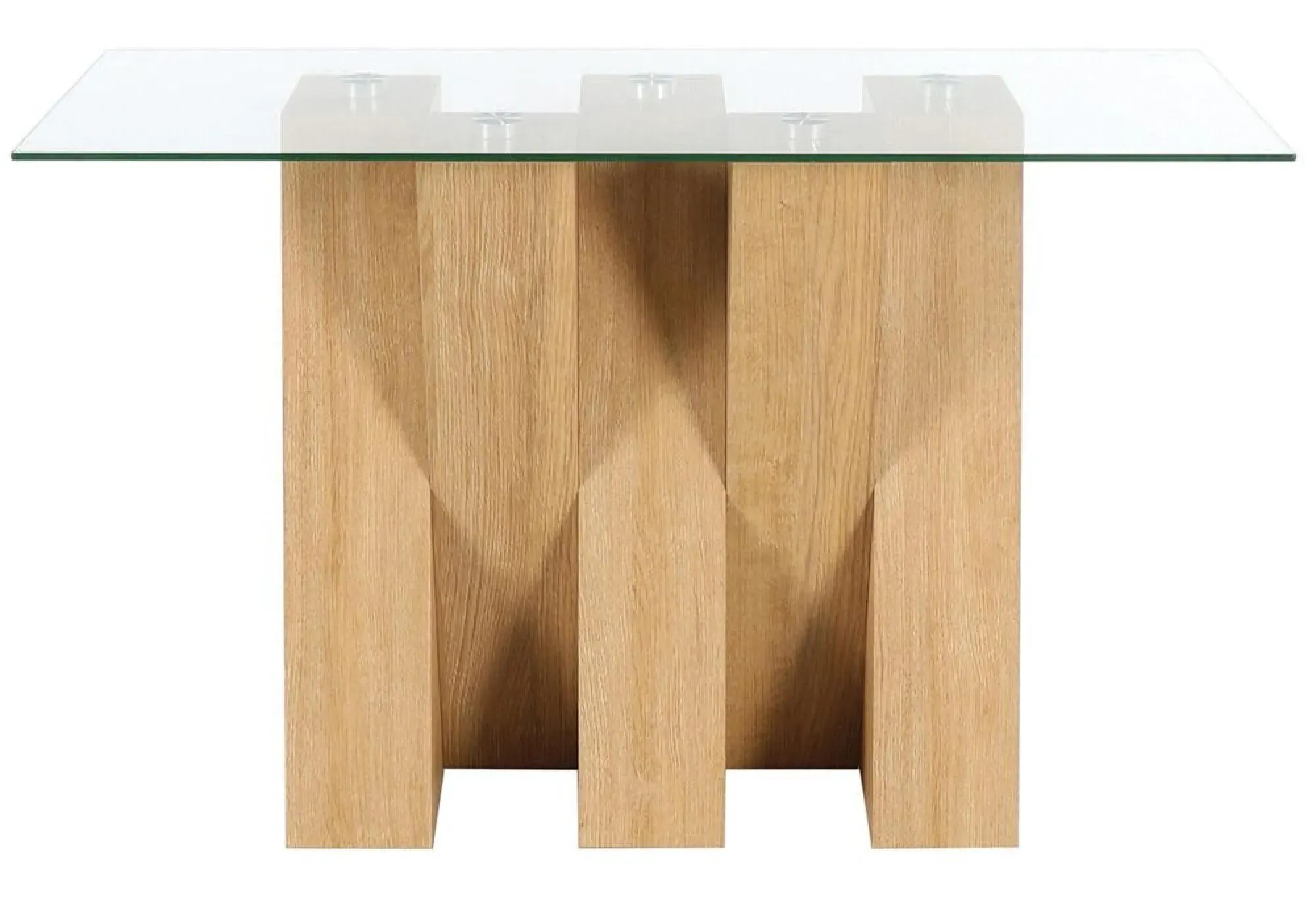 Newton Glass Console Table - Clear, Oak Effect