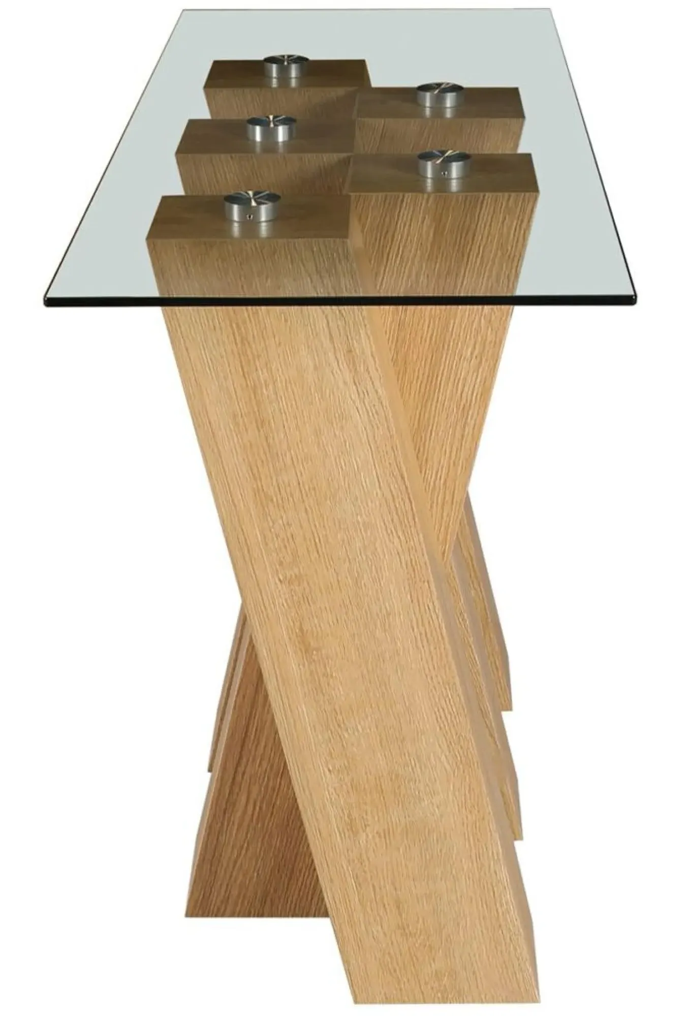 Newton Glass Console Table - Clear, Oak Effect