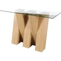 Newton Glass Console Table - Clear, Oak Effect