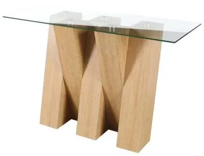 Newton Glass Console Table - Clear, Oak Effect image