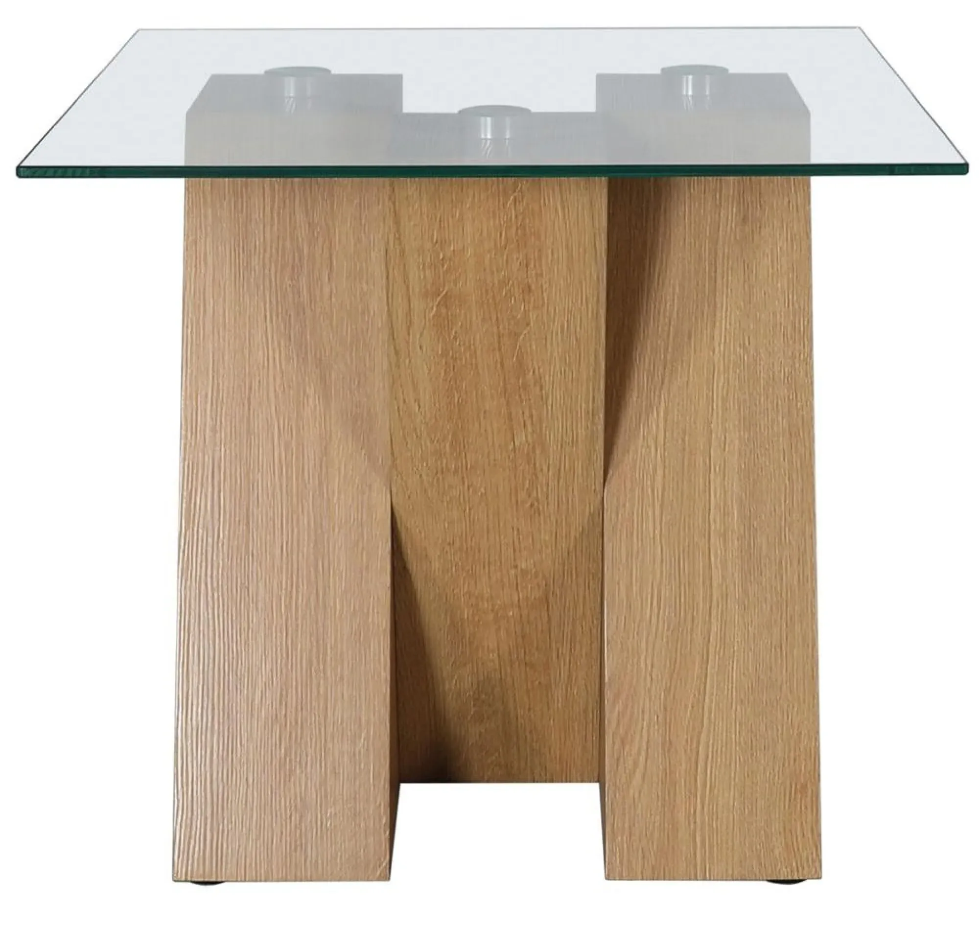 Newton Glass Lamp Table - Clear, Oak Effect