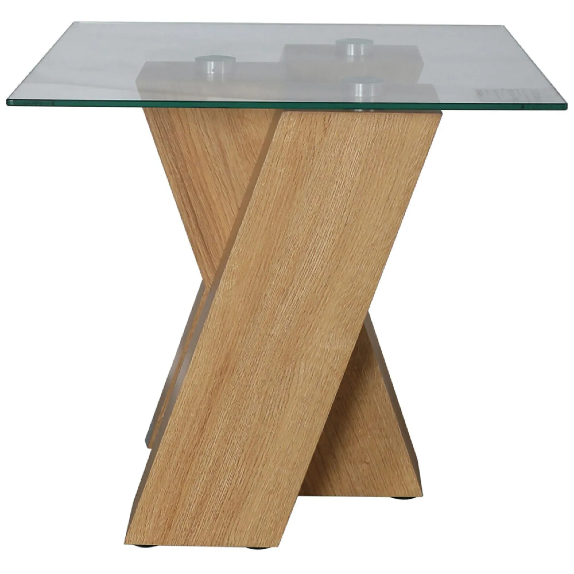 Newton Glass Lamp Table - Clear, Oak Effect