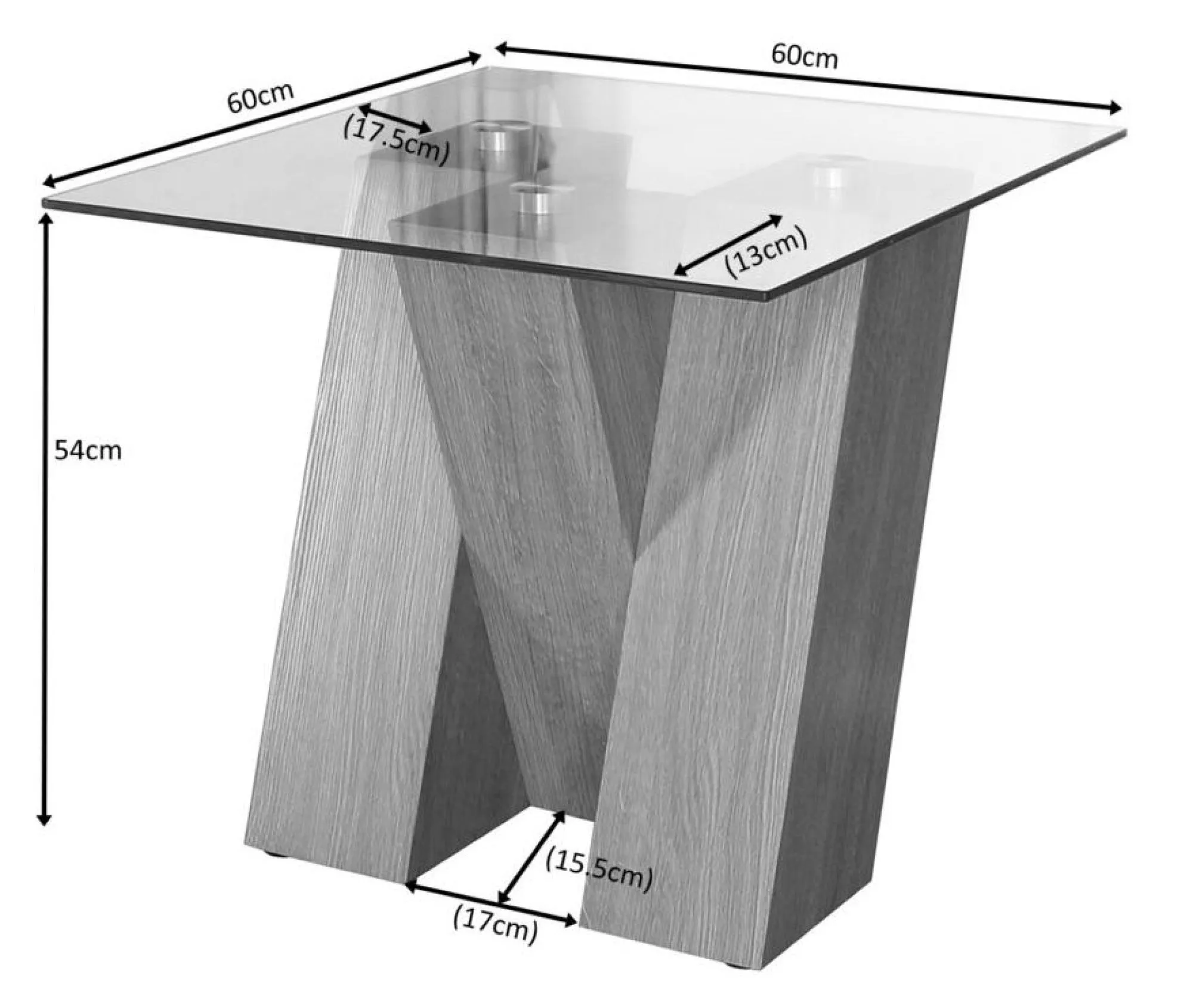 Newton Glass Lamp Table - Clear, Oak Effect