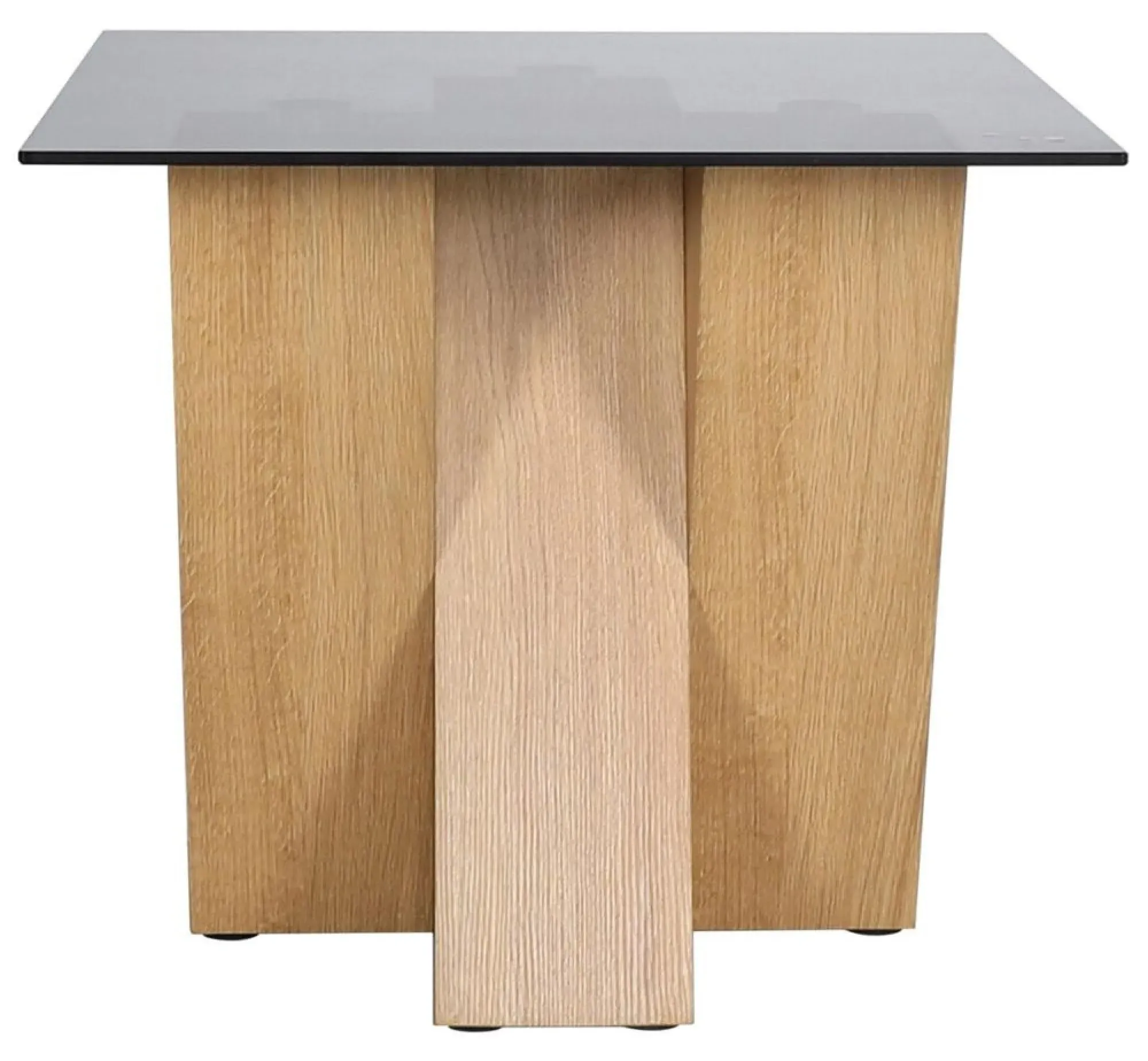 Newton Lamp Table - Smoked Glass, Oak Effect