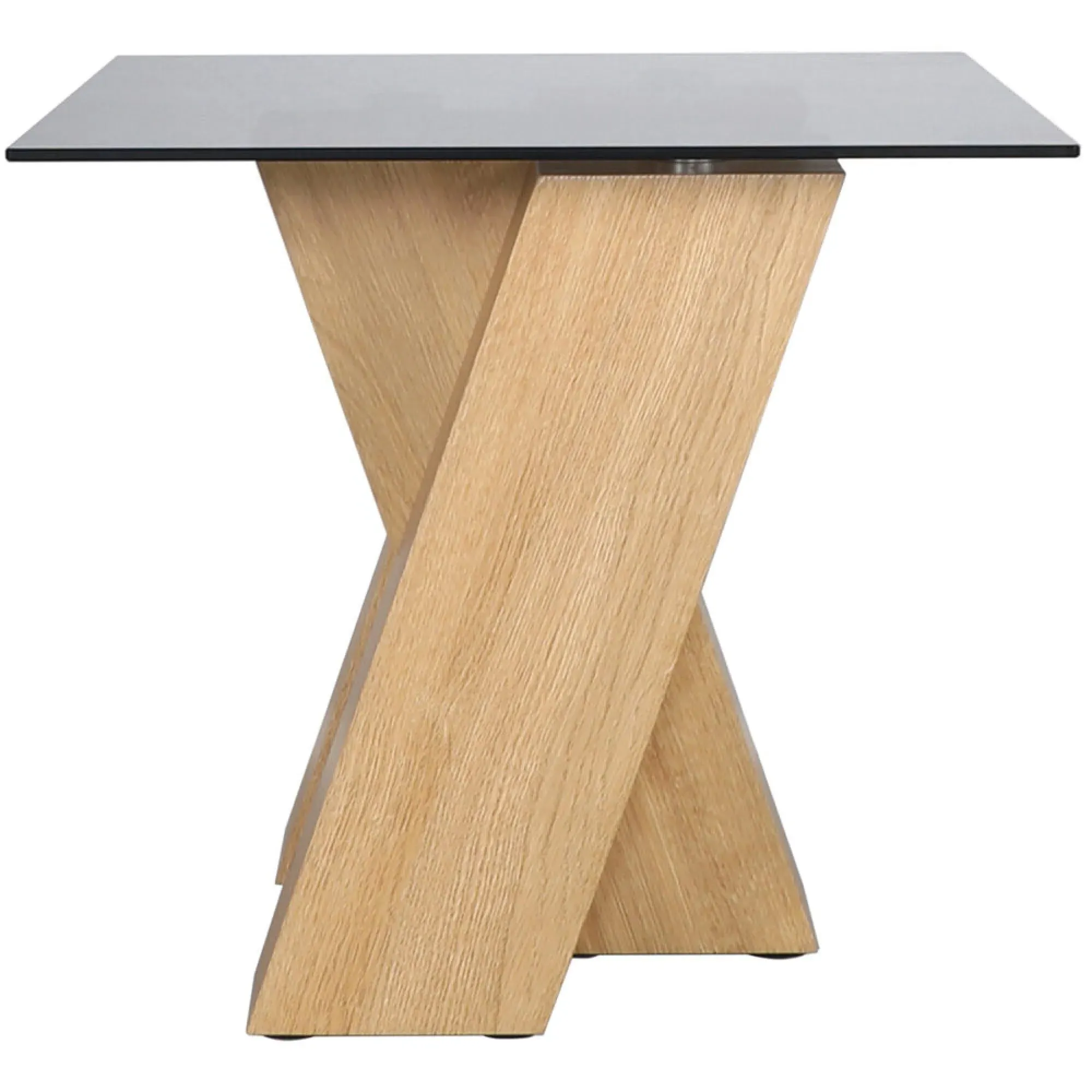 Newton Lamp Table - Smoked Glass, Oak Effect