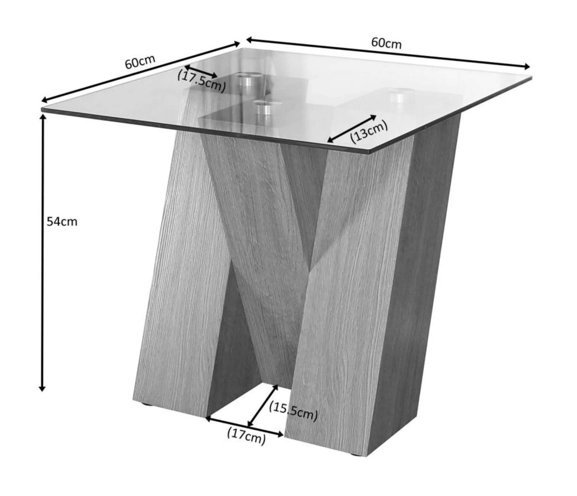 Newton Lamp Table - Smoked Glass, Oak Effect