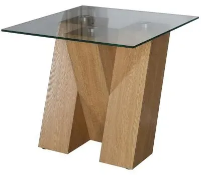 Newton Lamp Table - Smoked Glass, Oak Effect image