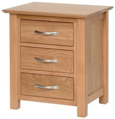 Nimbus Oak 3 Drawer Bedside Cabinet - Light Oak