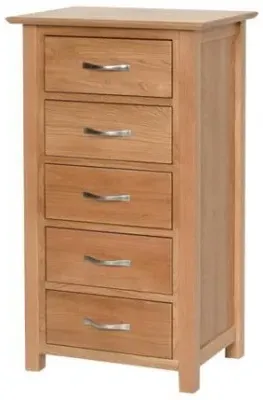 Nimbus Oak 5 Drawer Narrow Chest - Light Oak image