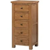 Original 5 Drawer Narrow Chest - Rustic Oak