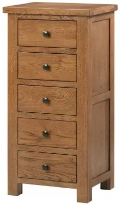 Original 5 Drawer Narrow Chest - Rustic Oak image