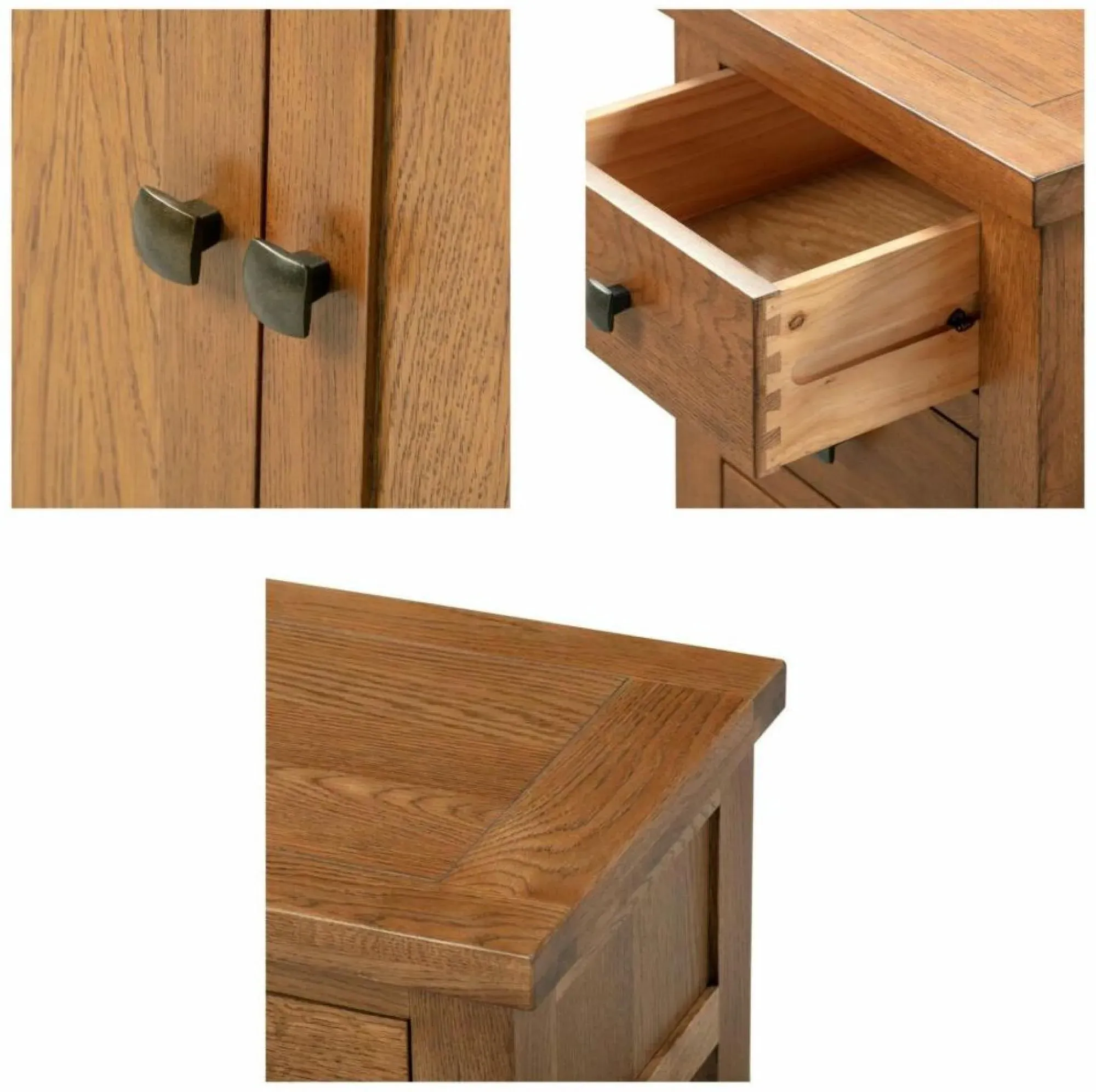 Original Rustic Oak 137cm 3 Door Sideboard - Rustic Oak