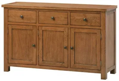Original Rustic Oak 137cm 3 Door Sideboard - Rustic Oak