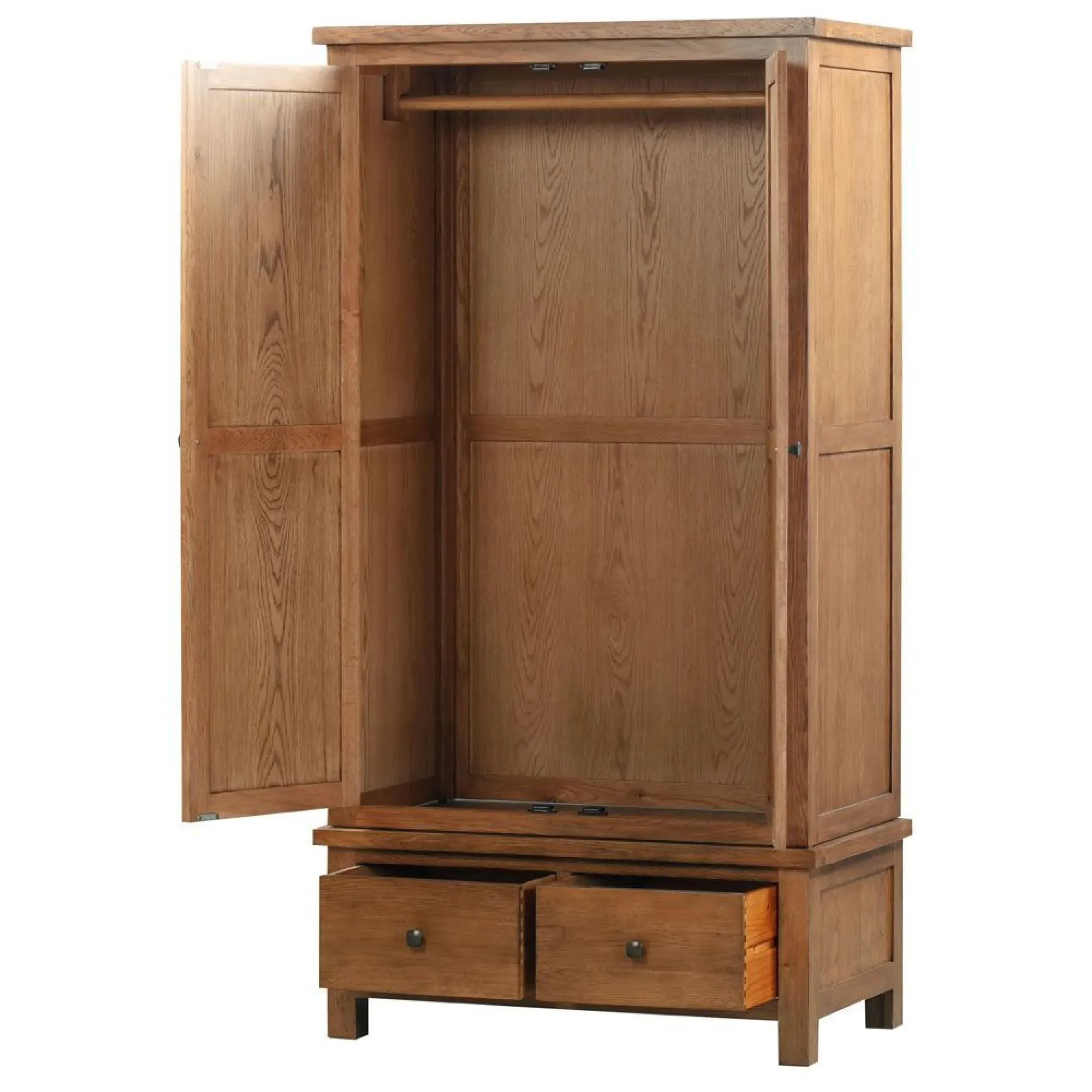 Original Rustic Oak 2 Door 2 Drawer Double Wardrobe - Rustic Oak