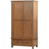 Original Rustic Oak 2 Door 2 Drawer Double Wardrobe - Rustic Oak
