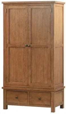Original Rustic Oak 2 Door 2 Drawer Double Wardrobe - Rustic Oak image