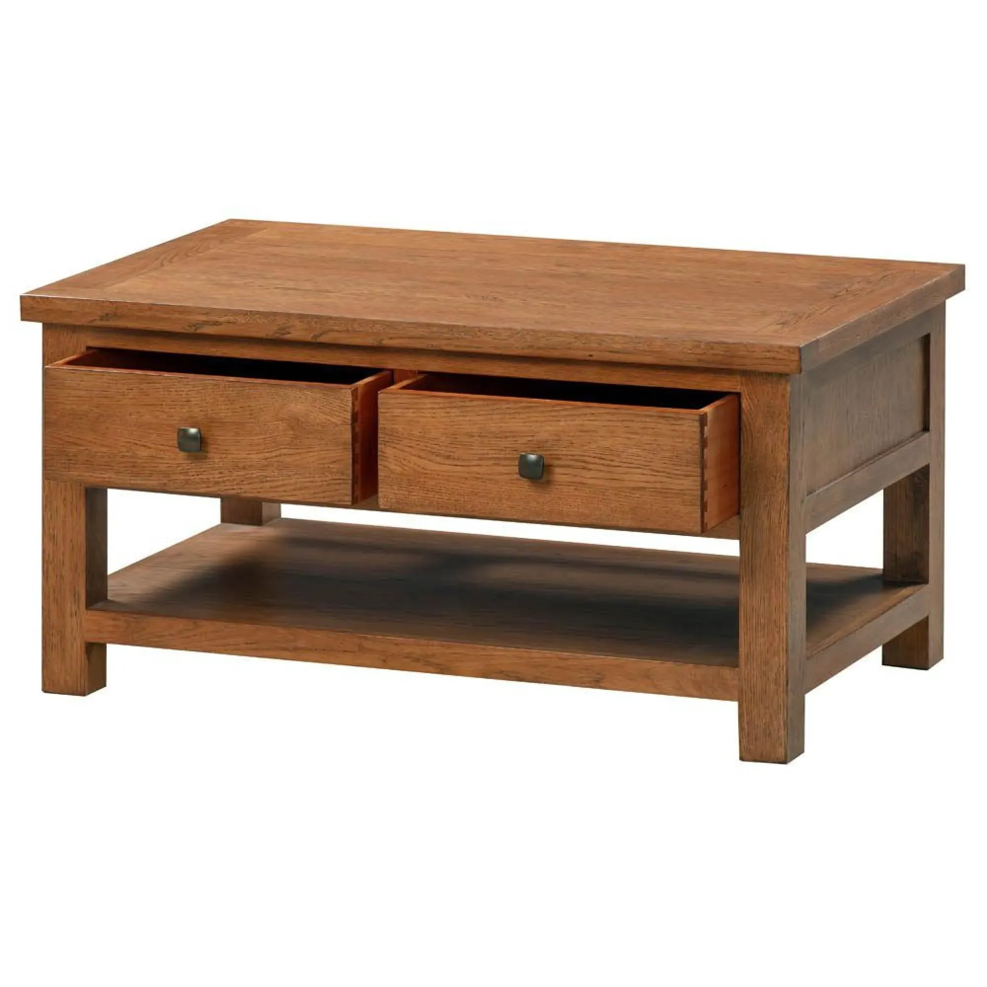 Original Rustic Oak 2 Drawer Coffee Table - Rustic Oak, Oak