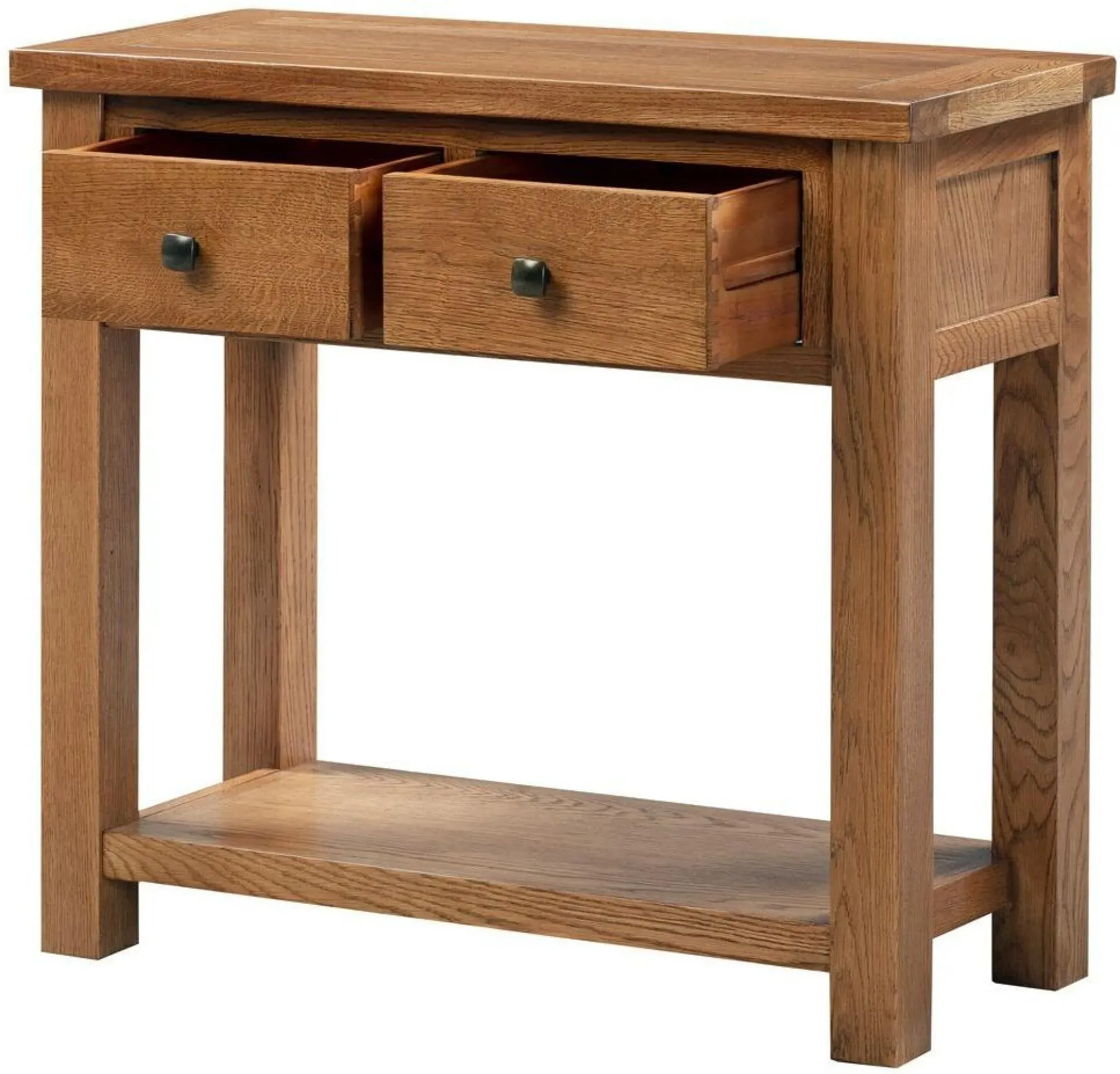 Original Rustic Oak 2 Drawer Console Table - Rustic Oak
