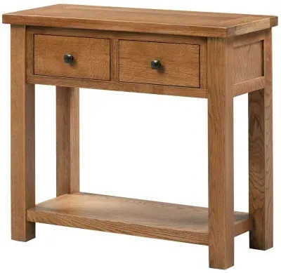 Original Rustic Oak 2 Drawer Console Table - Rustic Oak