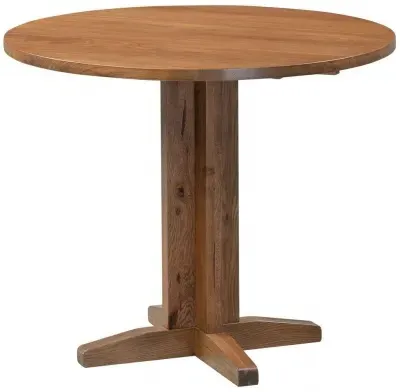 Original Rustic Oak 2-Seater Round Drop Leaf Dining Table - Rustic Oak
