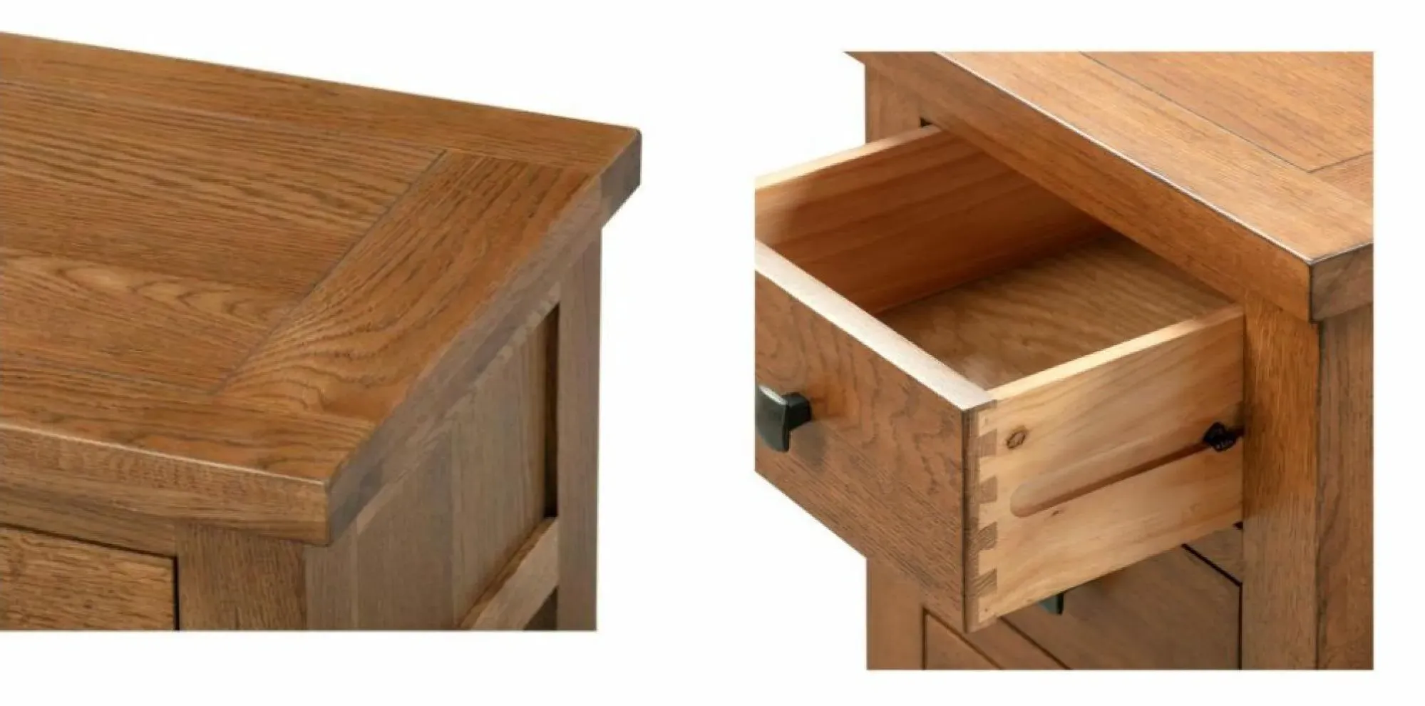 Original Rustic Oak 3 Drawer Compact Bedside Cabinet - Rustic Oak