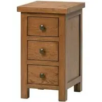 Original Rustic Oak 3 Drawer Compact Bedside Cabinet - Rustic Oak