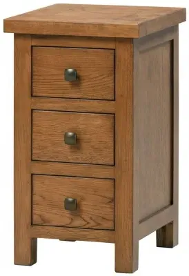 Original Rustic Oak 3 Drawer Compact Bedside Cabinet - Rustic Oak
