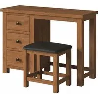 Original Rustic Oak 3 Drawer Dressing Table Set - Rustic Oak
