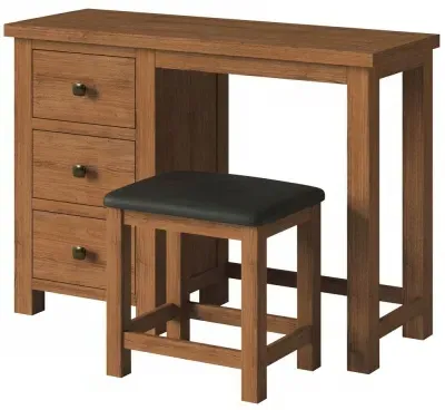 Original Rustic Oak 3 Drawer Dressing Table Set - Rustic Oak image