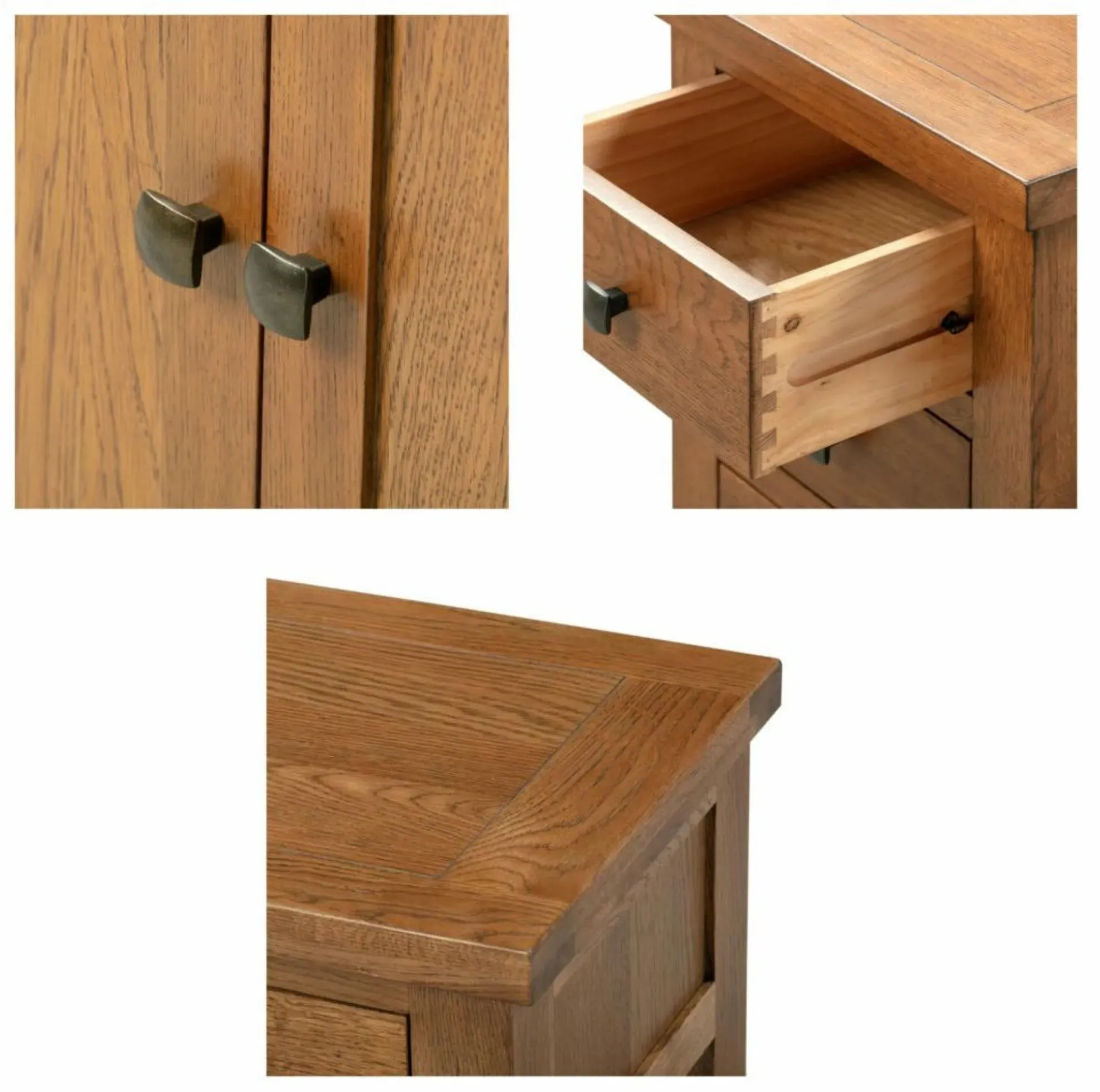 Original Rustic Oak 80cm 2 Door Sideboard - Rustic Oak