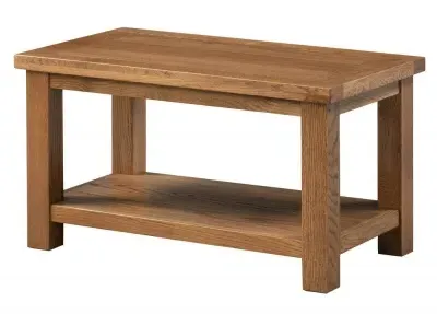 Original Rustic Oak 80cm Coffee Table with Shelf - Rustic Oak