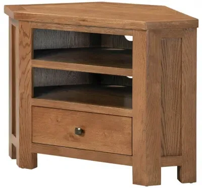 Original Rustic Oak 90cm Corner TV Unit - Rustic Oak