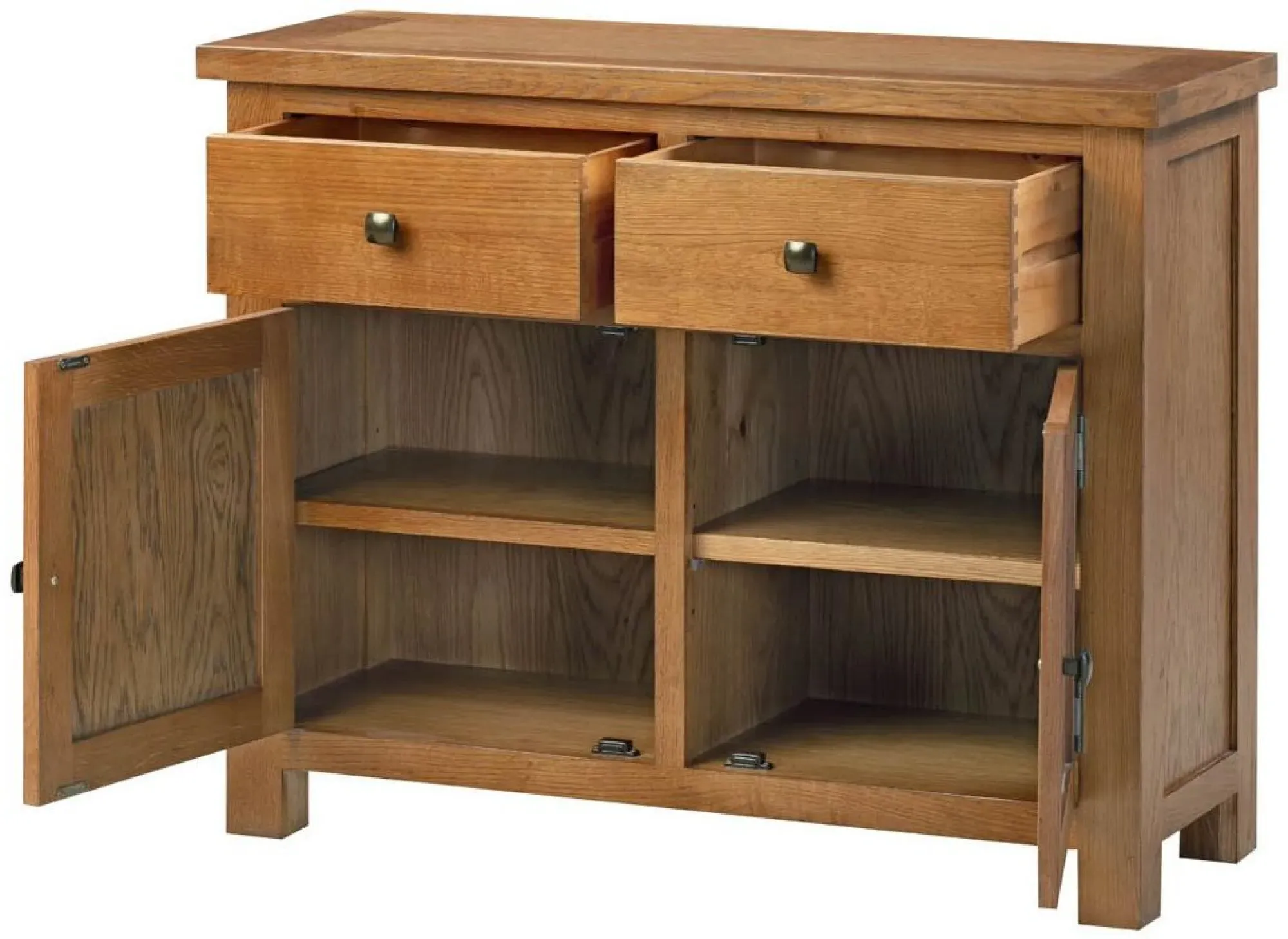 Original Rustic Oak 96cm 2 Door Sideboard - Rustic Oak