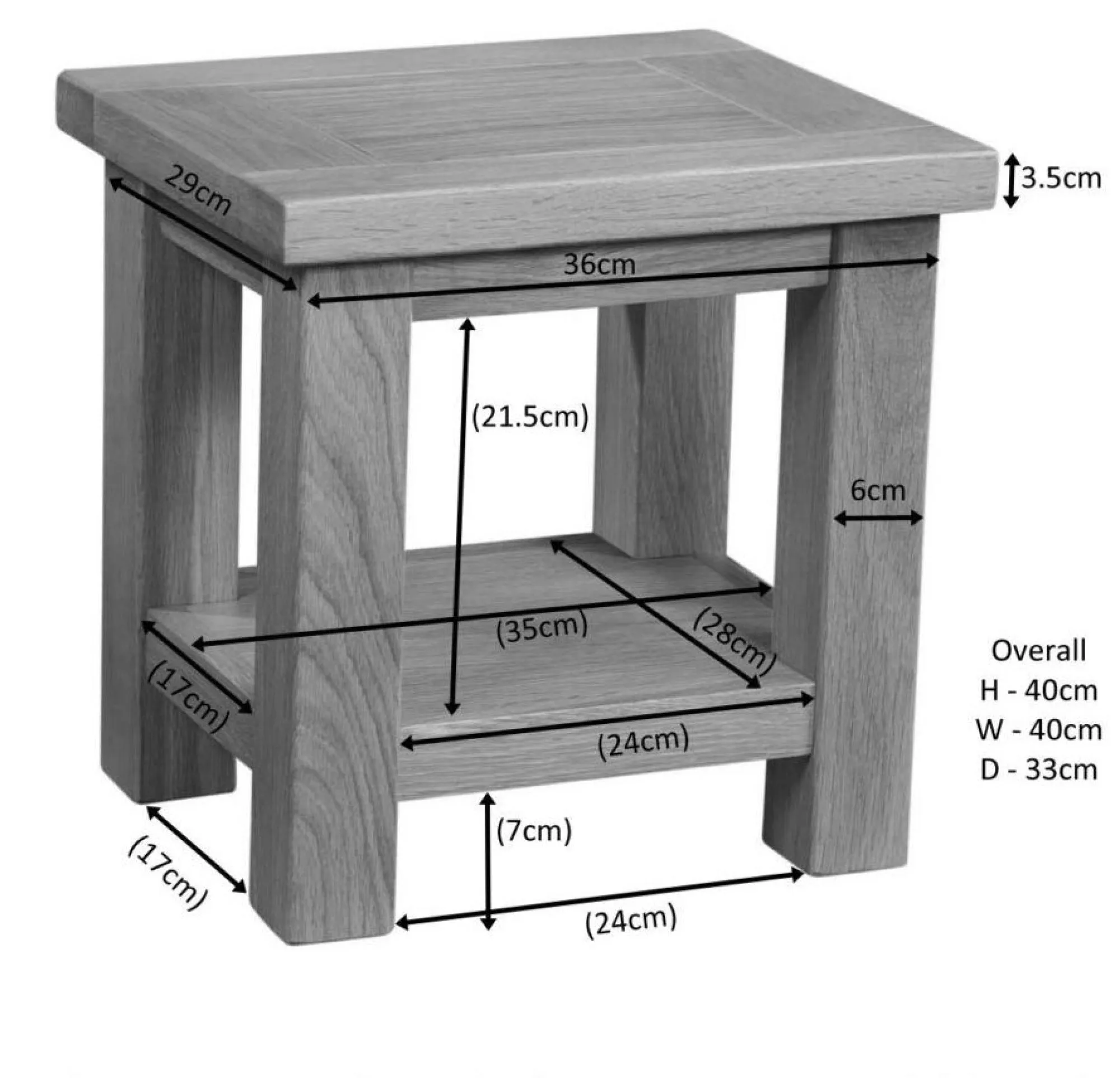 Original Rustic Oak Lamp Table - Rustic Oak, Oak