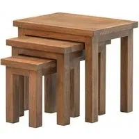 Original Rustic Oak Nest of 3 Tables - Rustic Oak