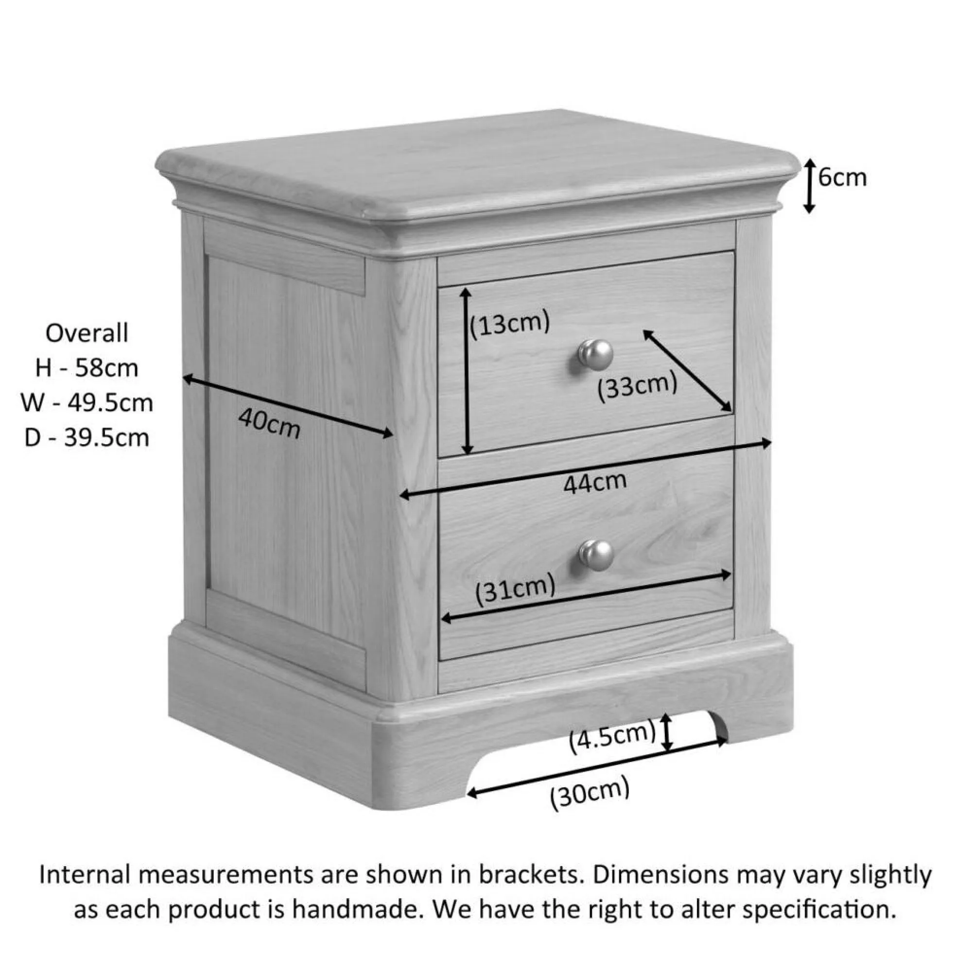 Romford 2 Drawer Bedside Cabinet - Pale Oak